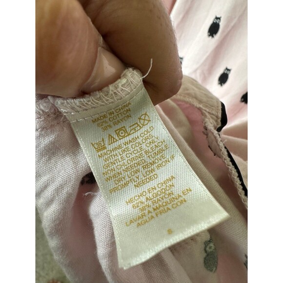 Kate Spade Owl Lovers Button Down Front Pockets Pajama PJ Sleep Shirt Dress S - Picture 7 of 9